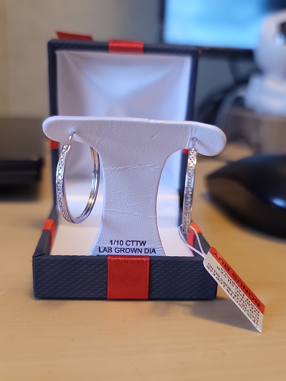 Sterling Silver Hoop Earrings with Lab-Grown Diamonds - White